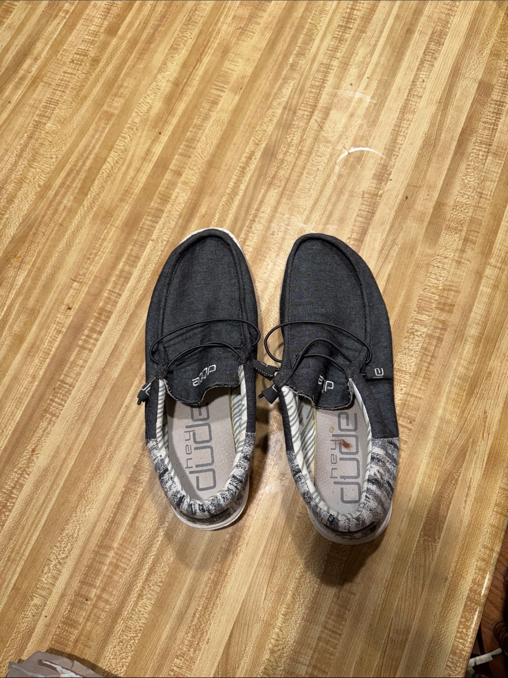 Hey Dude Black and Gray Wally Slip-On Loafers